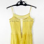 Kay Unger 100% Silk Canary Yellow Spaghetti Straps Pleated Dress, Size 6 Photo 4