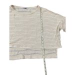 ZARA Womens Solid Ivory Long Sleeve Mesh Sheer knit Sweater Top Medium hi low he Photo 8