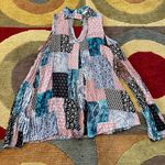 Entro Sheer Patchwork Cold Shoulder Open Shoulder Blouse Long Sleeve Top Small Photo 0