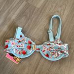 NEW Strawberry Milk Mob Bikini Top Size Medium Color Blue White Red Photo 4