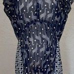 New Directions M Women's Giraffe Print Top Shabby Chic Sheer Coquette Artsy Blue Size M Photo 0