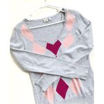 Esprit  Gray Sweater w/ Pink and Red Argyle Pattern Med NWOT Photo 1