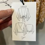 Japna NWT  India Kimono Batwing Flutter Sleeve Tie Front Wrap Blouse Crop Top S Photo 7