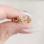 18k Gold Rose Stud Earrings Flat Back – Hypoallergenic Stainless Steel Photo 4