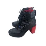 Sorel  Blake Lace Shatter boots in black leather with a red chunky heel Photo 3