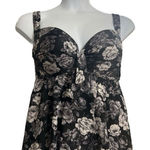 Torrid  Black Grey Floral Retro Tankini Top Plus Size 1F Slit Swimwear Women Photo 0