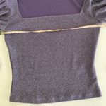 H&M divided Purple Puff Sleeve Fitted Blouse shirt top cropped sparkly small Photo 4