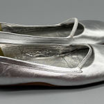 Nine West  Metallic Silver Ballet Flats Women Size 6M Slip On Shoes Leather Photo 0