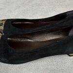 AGL Black Suede Leopard Crystal Studded Cap Toe Ballet Flats Size 38.5 Photo 5