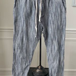 Free People  Blue Stripe Taper Pants Tie Waist 4 Photo 0