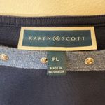 Karen Scott Studded Boat Neck Cotton Top Navy 3/4 Sleeve Women’s Petite Large Photo 4