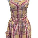 Volcom  Poison Oak Sundress‎ in Curry Tan Pink Plaid Size 3 NWT Photo 0