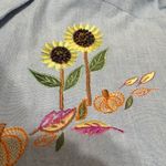 VTG Citicraze Women Chambray Button Top 3X Sunflower Pumpkin Embroidered Cottage Blue Photo 5