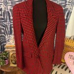 American Vintage ❤️🖤Women’s Vintage Red Houndstooth Blazer with Pockets Classic Preppy Style Photo 0