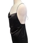 None Satin Drawstring Long Black Maxi Dress Size Large Photo 8