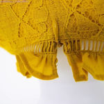 Altar'd State NEW mustard yellow lace dress with ruffle neck , M Photo 11