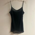 Vintage Z.B.D. Design 90s Flared Sleeve Black and Gold Sheer Silk Slip Blouse Size 6 Photo 2