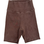 Nuuds Rib Knit Biker Shorts 6" Inseam Chocolate Brown Small Athleisure Workout Photo 0