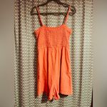 Anthropologie  / PILCRO | Sleeveless Smocked Romper in Coral, Size L Photo 6