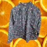 CJ Banks Embroidered Floral Button Down Shirt Jacket Long Sleeve 2X Black Size XXL Photo 5