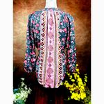 Mason & Belle Casey Tassel Detail Blouse Gray/Pink size S Photo 10