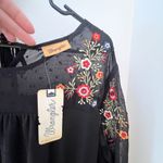 Wrangler NWT Black Floral Embroidered Swiss Dot Long Dress Women's L Photo 4