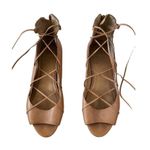 SEY Collection 8.5B Lace Up Flats Leather Strappy Boho Sandals Summer Beach Coast Tan Size 8.5 Photo 0