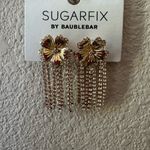 Gold and Red Floral Earrings Photo 0