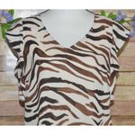 CAbi Ladies Brown Animal Tiger Print V-Neck Cap Sleeve Blouse Top Size S Light Photo 1