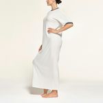 SKIMS NEW Soft Lounge Ringer Short Sleeve Maxi Dress Stretch Ribbed White XS Photo 7