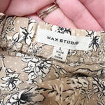 Max Studio  Tan/White Floral Print Ruffle Hem Mini Skirt Side Cinched Size L NEW Photo 8