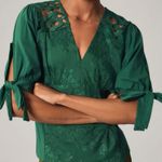 Anthropologie Tiny Ophelia Embroidered Top Emerald Green Size XS Photo 2