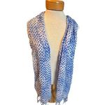 Blue Polka Dot Fringed Scarf Photo 0