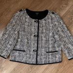 Talbots tweed collarless jacket blazer button shoulder detail Women’s size 10 Photo 0