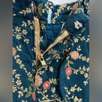 Free People Momo New York Floral Embroidered Silk Shorts X  Turquoise Medium Boho Photo 6