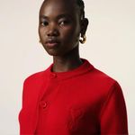 Ami RED Heart WOOL KNIT DE COEUR CREWNECK CARDIGAN Sweater Photo 1