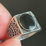 Cute black obsidian S925 silver ring size 8 Photo 5