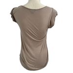 EXPRESS  Sequined Top Womens Size XS Tan Short Sleeve High Low Y2K‎ Bling Stretch Photo 1
