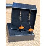 Handcrafted Bohemian Orange & Black Beaded Dangle Earrings Lightweight & Stylish Photo 1