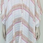 Rebellion Again Cream Pink Striped Beach Swim Kimono Cover Up Cardigan Size M Photo 3