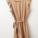 Velvet Heart | Tabitha Tan Nude Flutter Sleeve Stripe Dress Belted | Size Small Photo 0