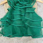 La Esquina Azul Women’s Organza Layered Ruffle Top Sleeveless Crop Party Green M Size M Photo 2