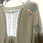 Southern Stitch  Peasant Embroidered Tunic Top Sage green sz XL flowy oversize Photo 1