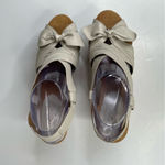 Anthropologie  Miss Albright Leather Bow Wooden Heel Sandals Size 9.5 Photo 3