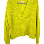 by‎ Anthropologie Sweater Vibrant Neon Yellow Knit V Photo 0