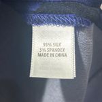 St. John Silk Floral Navy Blue Black Button Front Tunic Top Blouse Shirt Small Photo 5