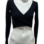 Dreamers Women's Black V-Neck Long Sleeve Crop Top Size S Casual Fall Photo 0