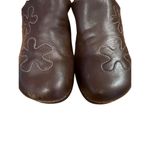 Liz Claiborne Women's Brown Leather Slip-On Clogs Embroidered Detail Photo 5