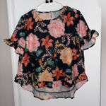 Double Take Floral Green pink Flutter Sleeve Top Small Photo 0
