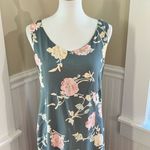 TT Mar Shift Dress Floral Scoop Neck Wide Straps Sleeveless Vintage 90s Green Size M Photo 6